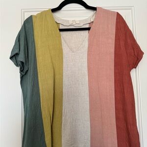 Entro Colorful Striped V-Neck Top